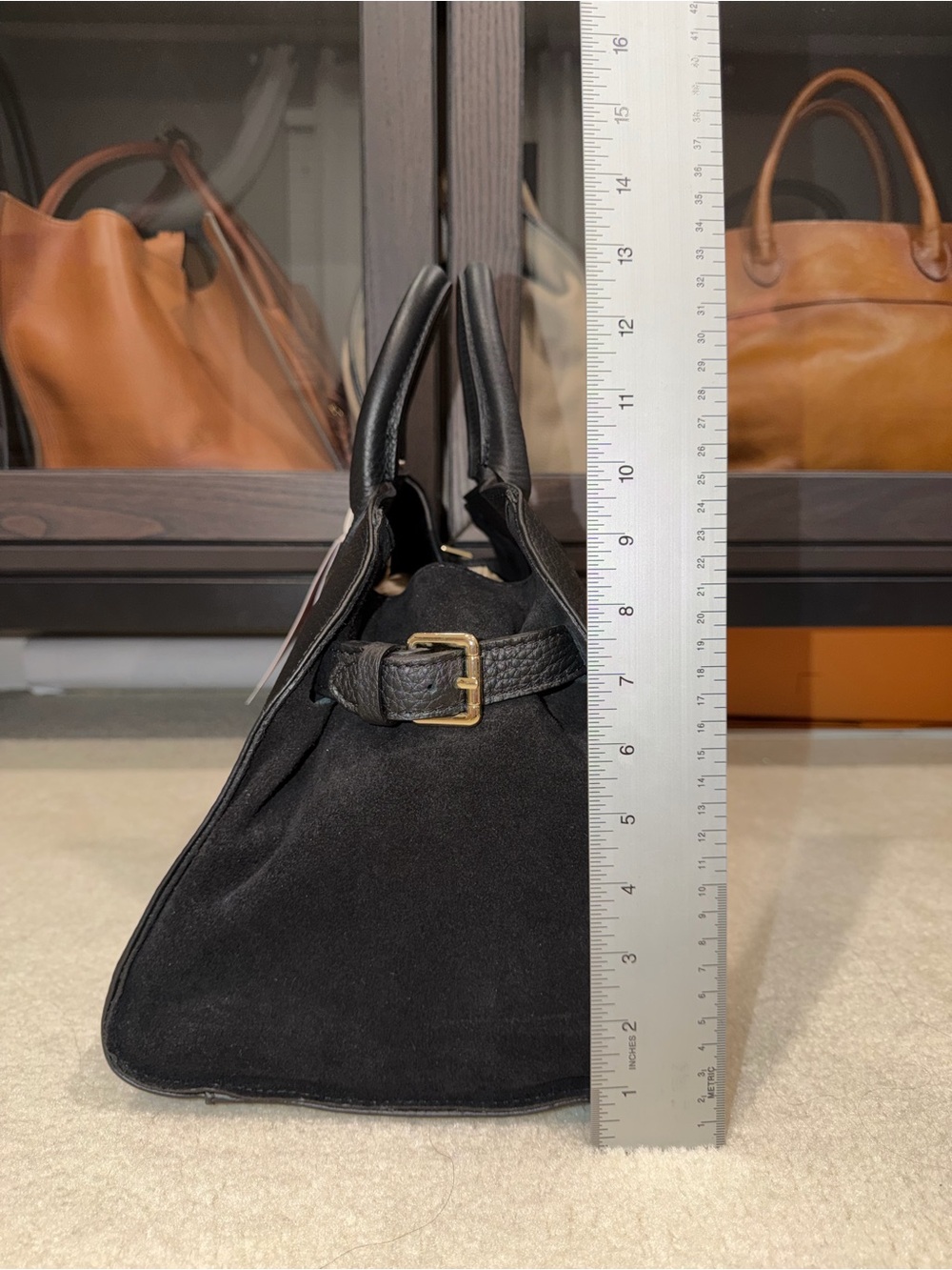 Anna Paola Black Leather Satchel Handbag - Picture 8 of 10